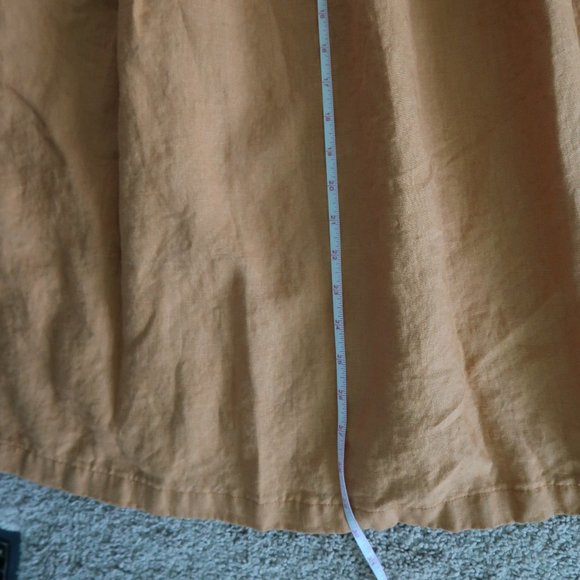 Handmade Amber Yellow Linen Midi Skirt - Picture 7 of 10